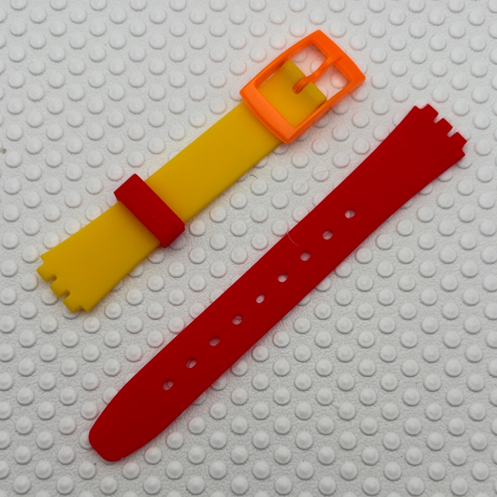 Yellow Red Watch Band Strap Only  Fits Swatch Lady Model